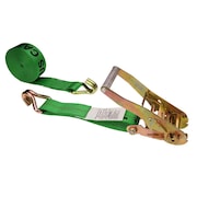 US CARGO CONTROL 2" x 50' Green Ratchet Strap w/ Double J Hook 5050WH-GRN
